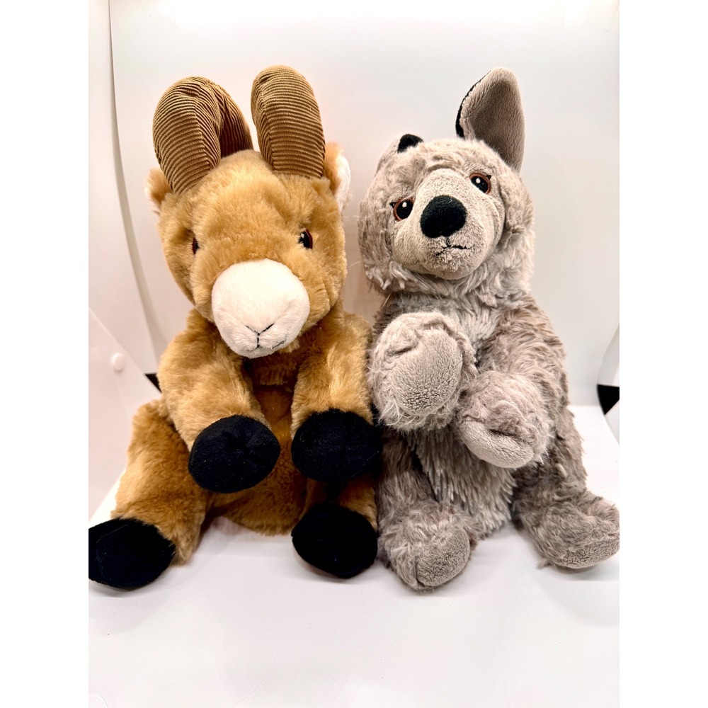 Eco‎ Pals Bighorn Ram and Wolf Plush Hand Puppets Sustainable Recycled Toys Lot